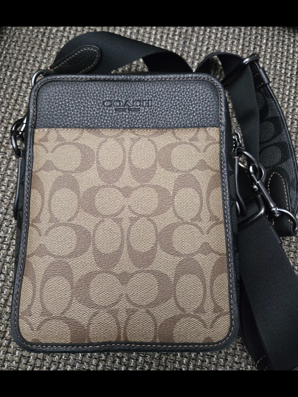 Coach Men’s Signature Canvas Crossbody Bag in Brown/Black